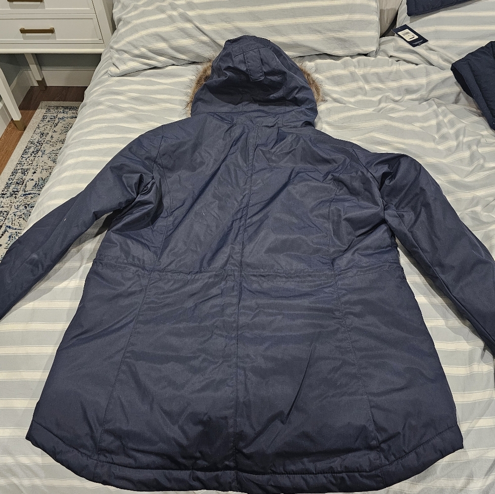 Women's Columbia Navy Blue Fur-Trimmed Jacket - Picture 2 of 5